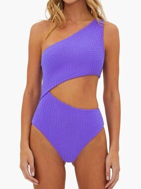 Beach Riot Celine One-Shoulder Cutout Swimsuit - Violet new without tags